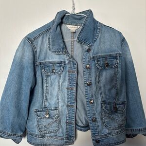 Christopher & Banks Cropped Denim Jacket 90s Retro Casual Blue Size S
